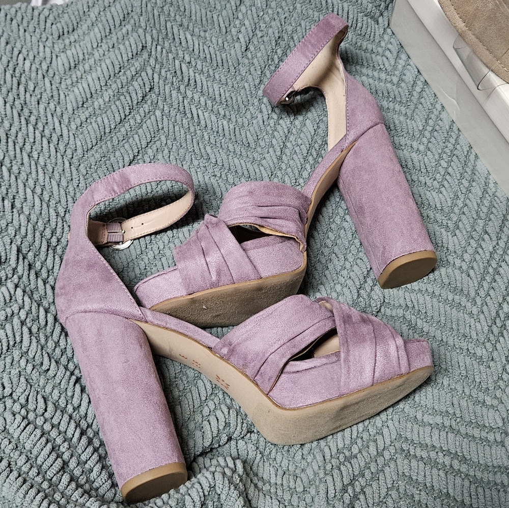 BCBGeneration Purple Heeled Sandals with Block Heel